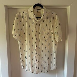 Life After Denim Cream Shirt with Green parrot Pattern